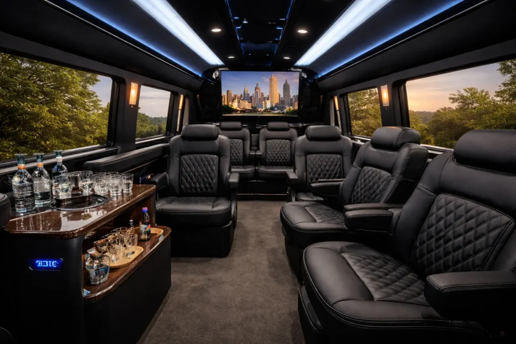 Mercedes Sprinter limo Dallas Interior